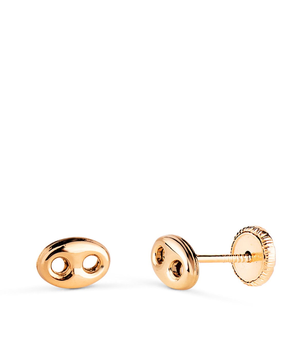 Orecchini a lobo motivo Chicco di caffè in oro 18 Kt 6 mm, stile classico. Gioielli da donna online.