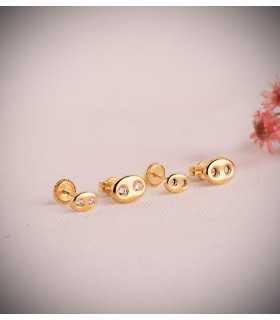 Orecchini a lobo motivo Chicco di caffè in oro 18 Kt 6 mm, stile classico. Gioielli da donna online.