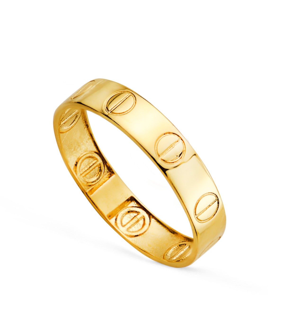 Ring Schraube eingraviert, breite 4 mm – Band Ringe für Damen, Gold 18K /750er
