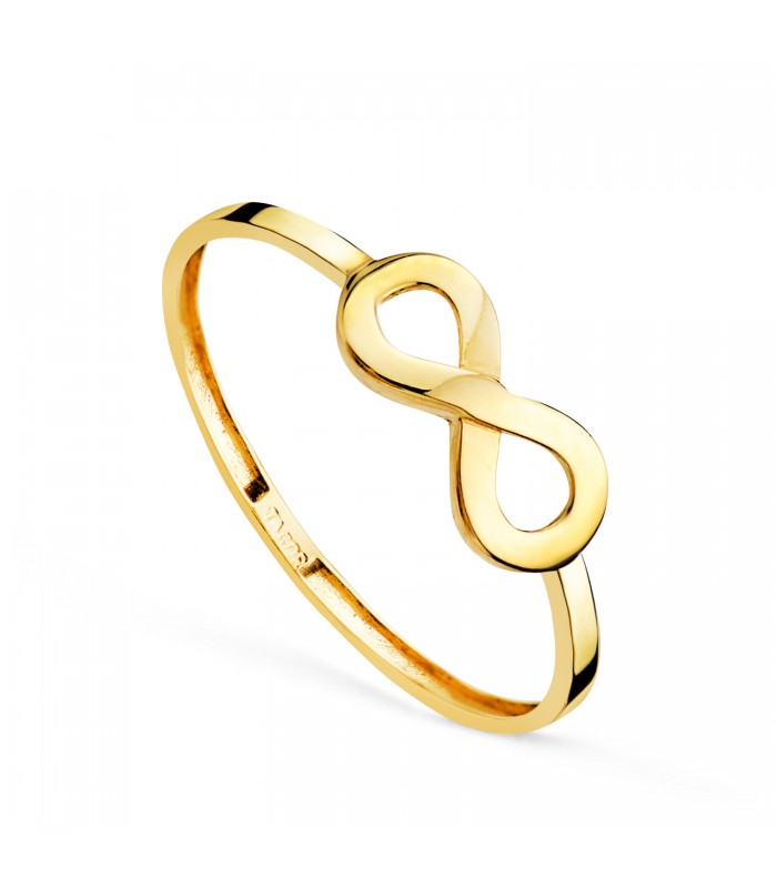 Anello da donna in oro 750 con simbolo dell'infinito, regalo ideale per fidanzati e San Valentino.