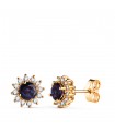 Pendientes Idril Diamantes y Zafiro Oro 18K