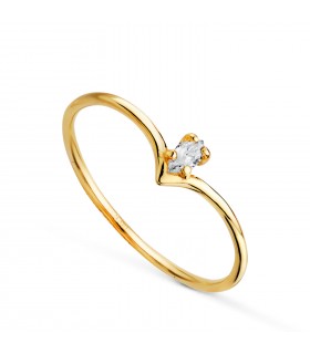 Bague avec diamant Picco Or jaune 18 carats taille Marquise, bague pour femme style raffiné au fil.
