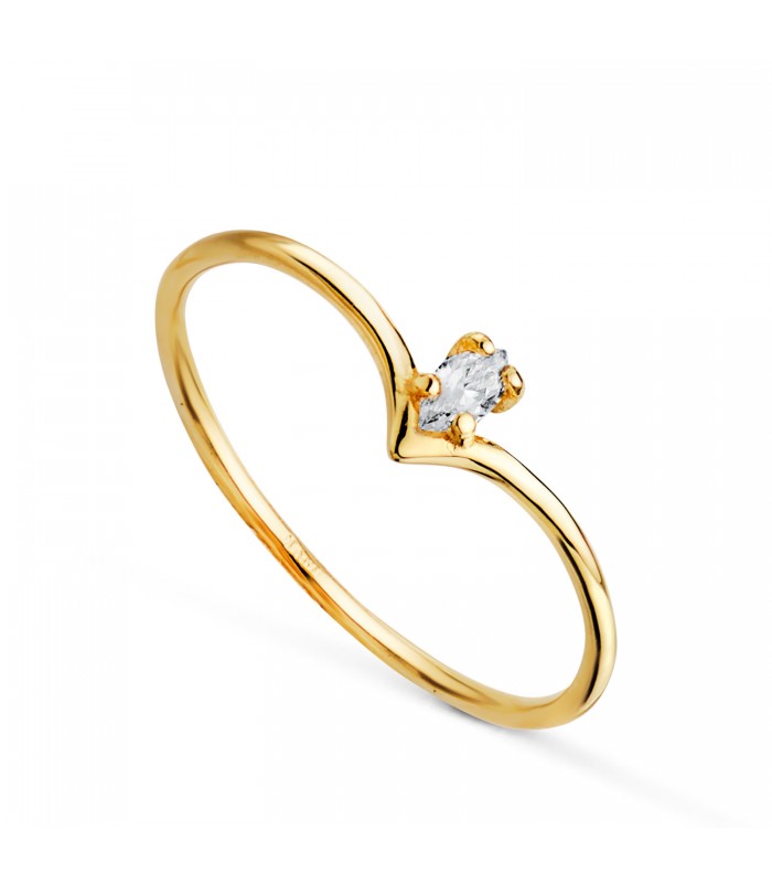 Ring mit Diamant in V-Form, edler Glanz – Marquise Diamant und Krappe-Fassung