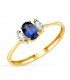 Bague avec saphir et diamants en or jaune 750, cadeau idéal pour femme : Noël, fiançailles.