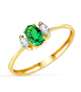 Smaragd Ring mit Diamanten 750 Gelbgold P30187-2OAES | Intuition