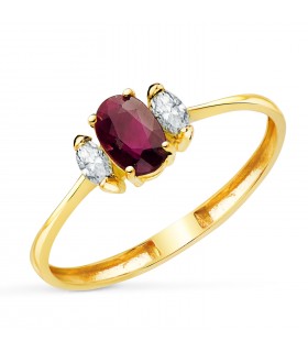 Diamantring mit Rubin Gelbgold 750 P30187-2OARU | Intuition