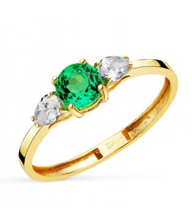 Anillo de esmeralda y diamantes Aura - Oro amarillo 18 kilates, ideal regalo para mujer: Navidad, Compromiso Boda.