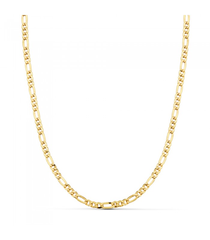 Cadena de oro para hombre figaro, cadena hueca con eslabones cartier 3x1 50 cm.
