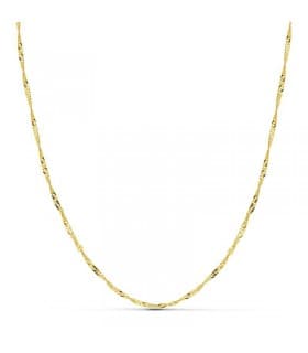 Chaîne en or 750 maille Singapour 2 mm 45 cm - Chaîne torsadée en or pour femme
