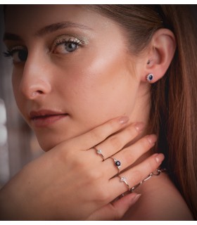 Anillo con zafiro y diamantes Aura - Oro blanco 18 kilates, ideal regalo para mujer: Navidad, Compromiso Boda.