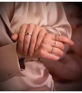 Bague avec diamant Picco Or jaune 18 carats taille Marquise, bague pour femme style raffiné au fil.