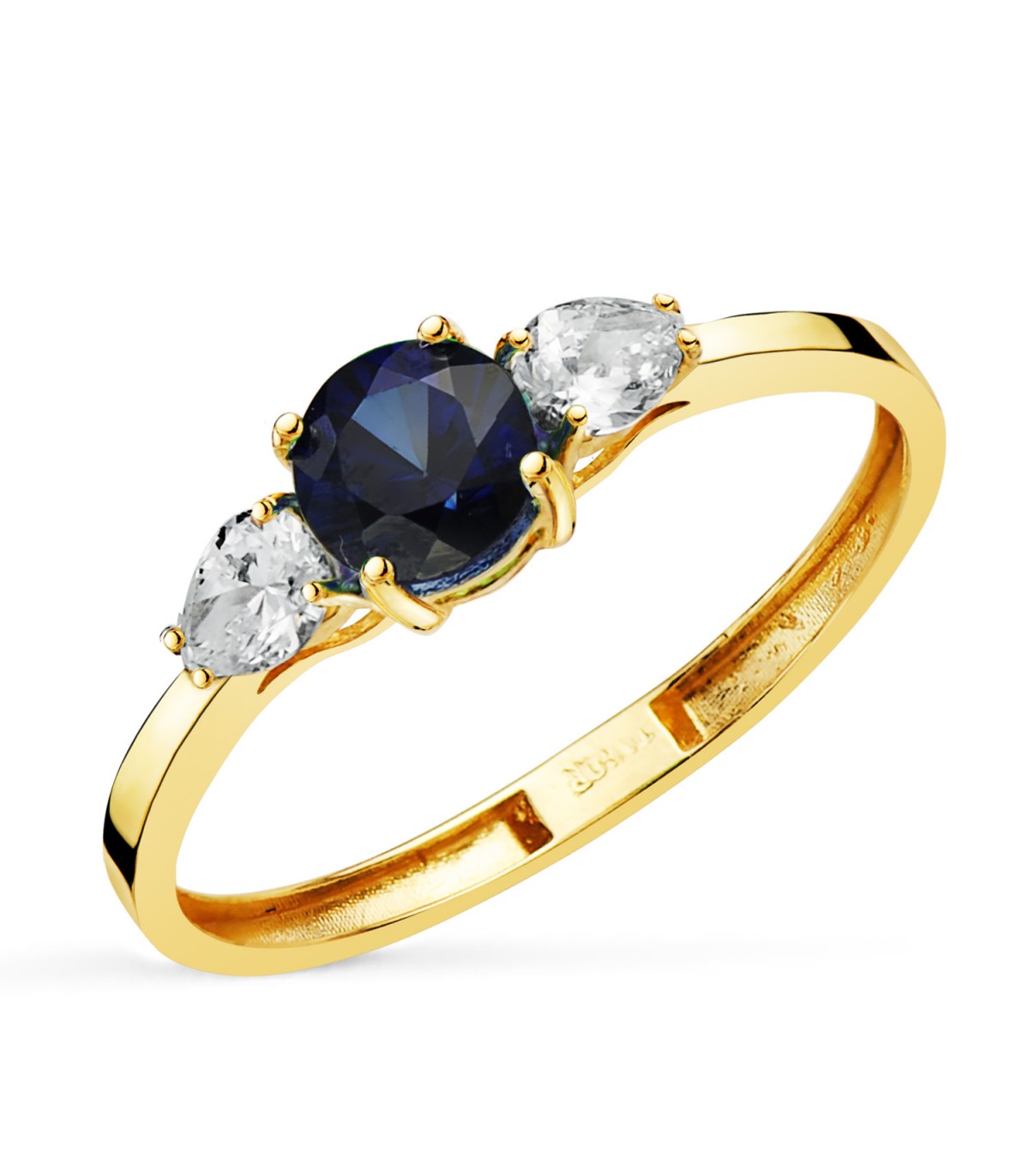 Saphir Ring mit Diamanten 750 Gelbgold P30188-2OAZA | Aura