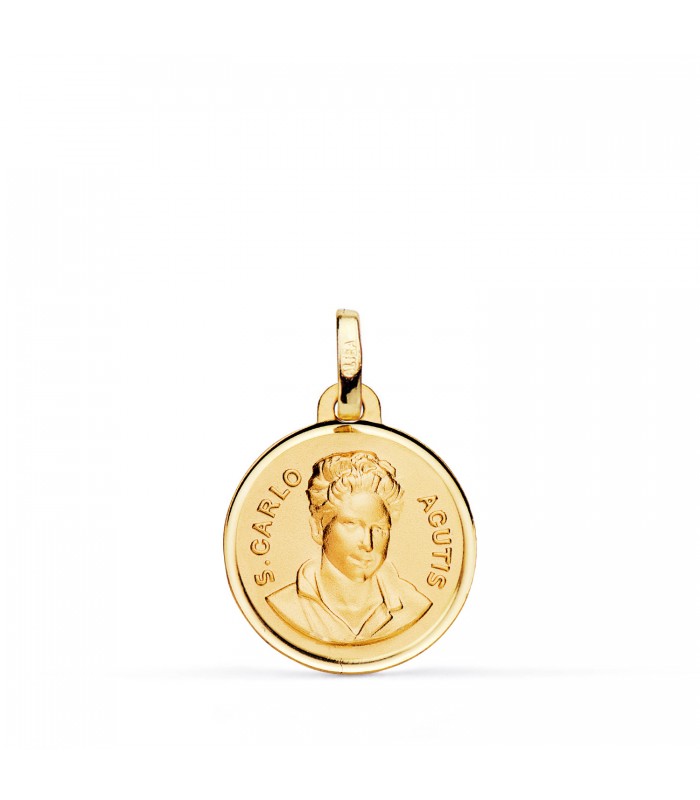 Médaille en or de Carlo Acutis, canonisé en 2025. Bijou religieux élégant, idéal comme cadeau et symbole de foi.