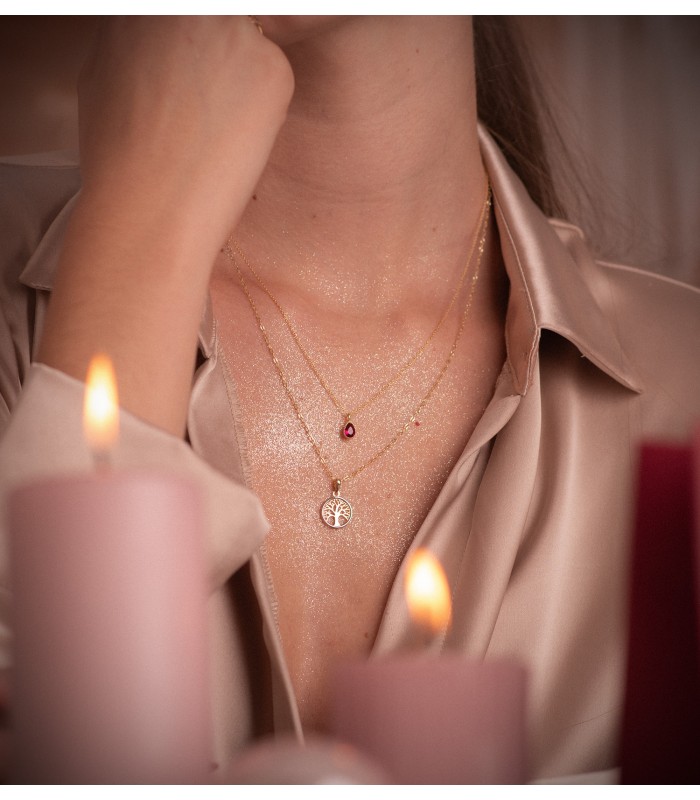 Pendentif femme arbre de vie Or BI 18K 12 mm