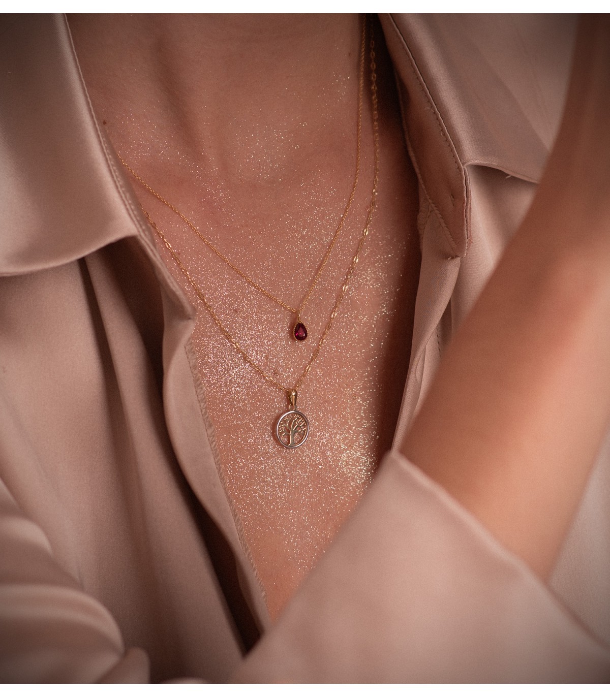 Pendentif femme arbre de vie Or BI 18K 12 mm