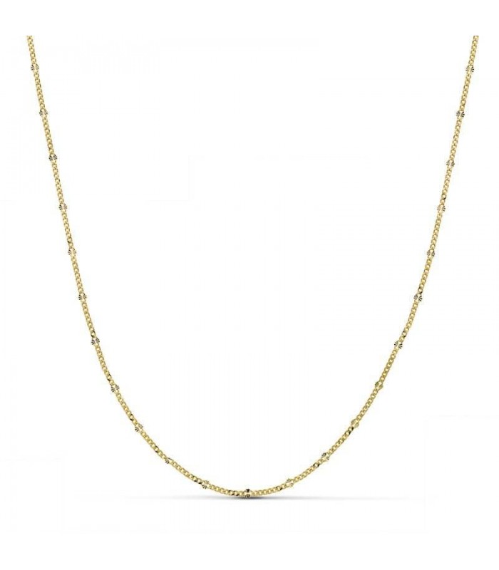 Cadenas de oro para mujer y gargantillas - Modelo barbada Diamantada 1.5 mm 18 Ktes 40 cm