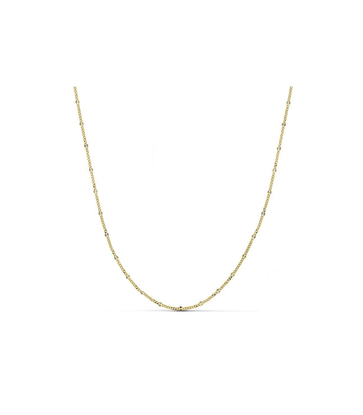 Cadenas de oro para mujer y gargantillas - Modelo barbada Diamantada 1.5 mm 18 Ktes 40 cm
