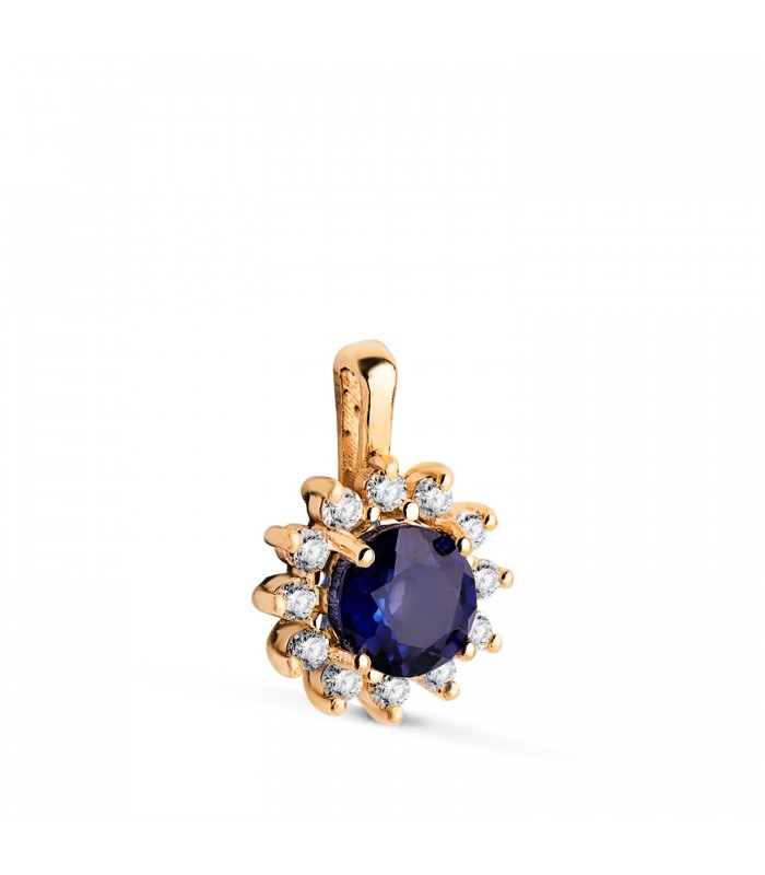 Colgante de zafiro y Diamantes - Idril Oro amarillo 18K, Collares diamantes mujer.