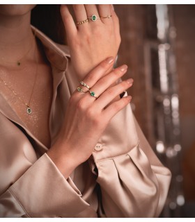 Anillo Esmeralda Oro bicolor 18K. Sortija  de mujer Juliette.