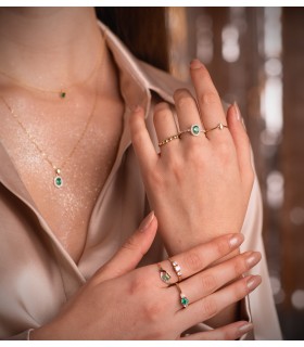 Anillo Esmeralda Oro bicolor 18K. Sortija  de mujer Juliette.