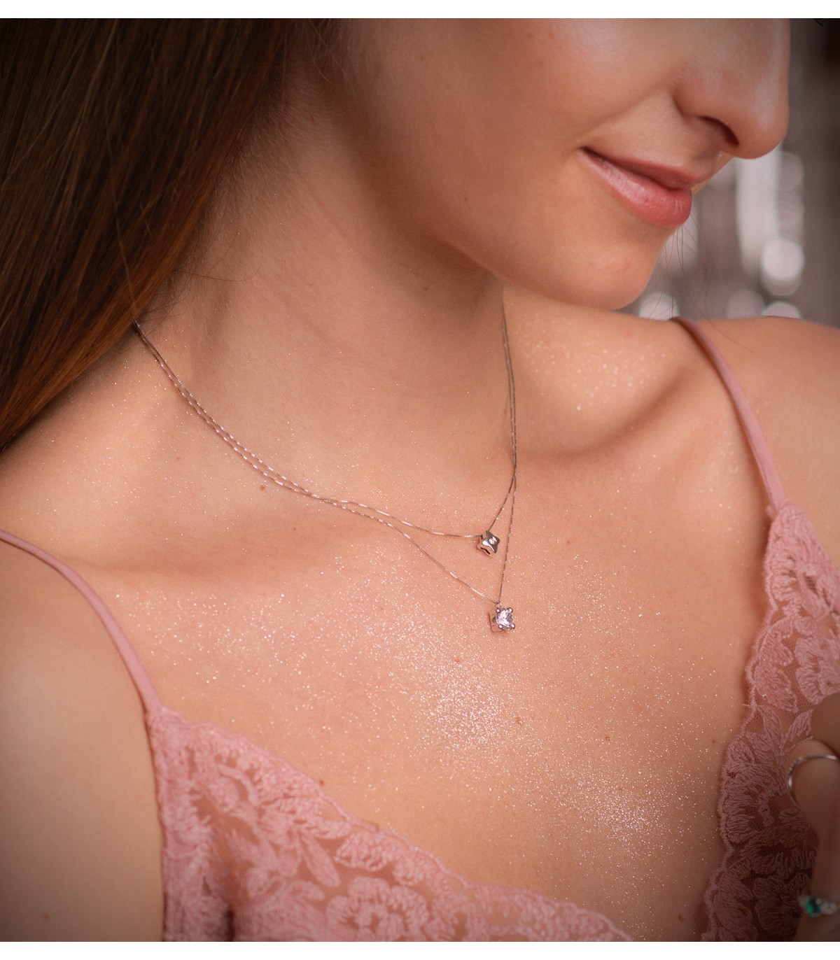 Collana punto luce Stella Diamante 0020 ct OB 18Kt