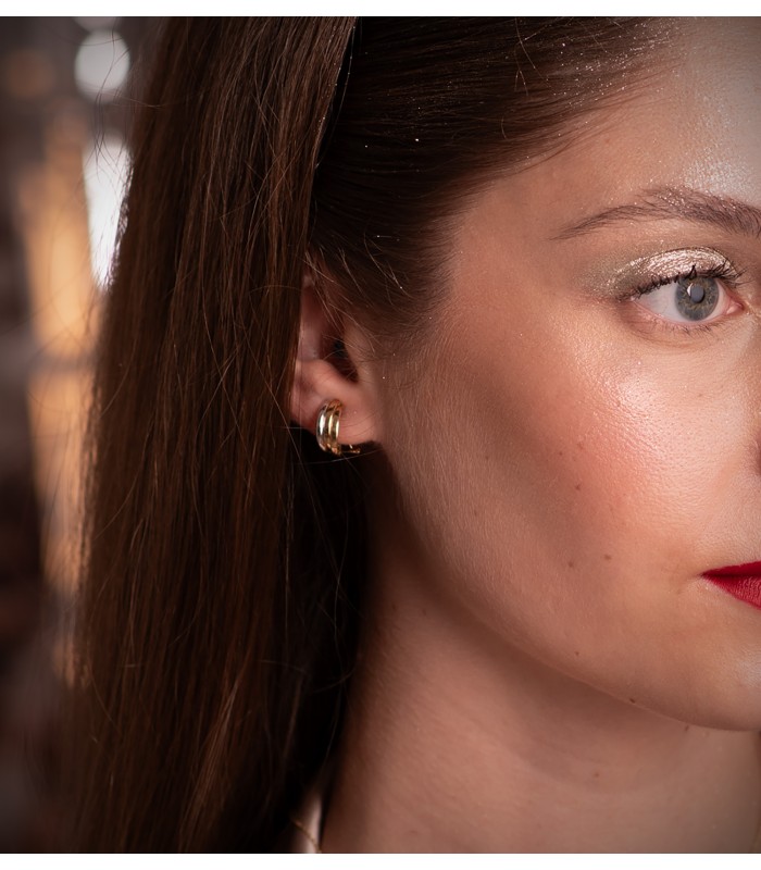 Pendientes Bandas Oro Bicolor 18 K 14 MM