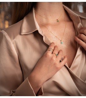 Smaragd Ring mit Diamanten 750 Gelbgold P30188-2OAES | Aura