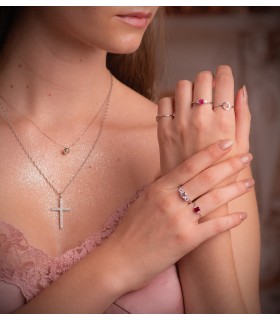 Bague rubis et diamants Aura - Or blanc 750, cadeau idéal pour femme : Noël, fiançailles.