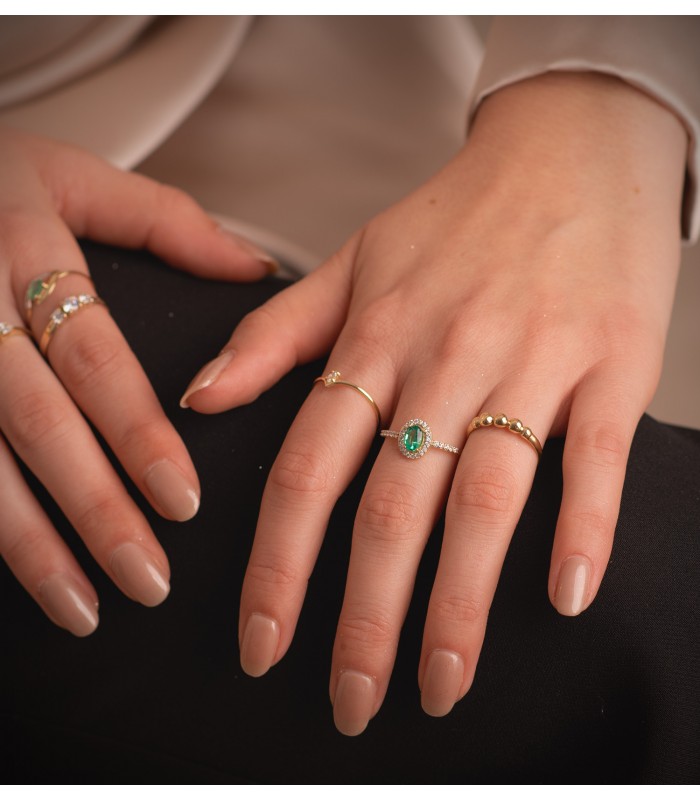 Anillo oro 18 Kilates Bubble 4 mm - Anillos para mujer de bandas, anillos gruesos y grandes.