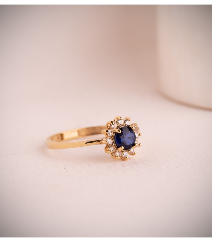 Bague Idril or jaune 18K Diamants et Saphir