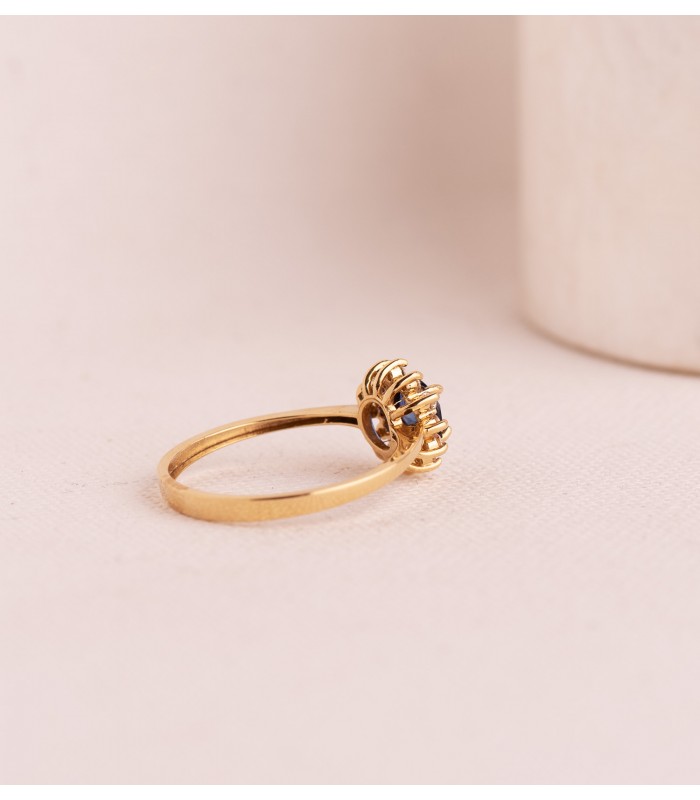 Bague Idril or jaune 18K Diamants et Saphir