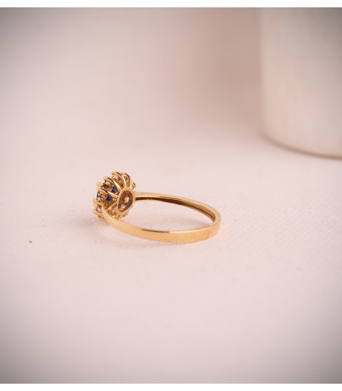 Saphir Ring mit Diamanten 750 Gelbgold P30180-2OAZA