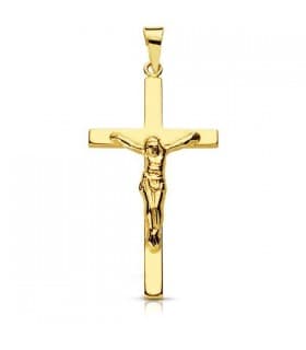 Croix Christ bâton rectangulaire 18 carats 29mm