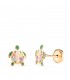 Boucles d'oreilles en or pour filles - Motif tortues émaillées couleurs 7.5 mm - fermoir à vis