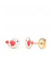 Pendientes niña Pajaritos Oro 18K y esmalte