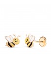 Boucles d'oreilles enfant Abeille or 750 et laque