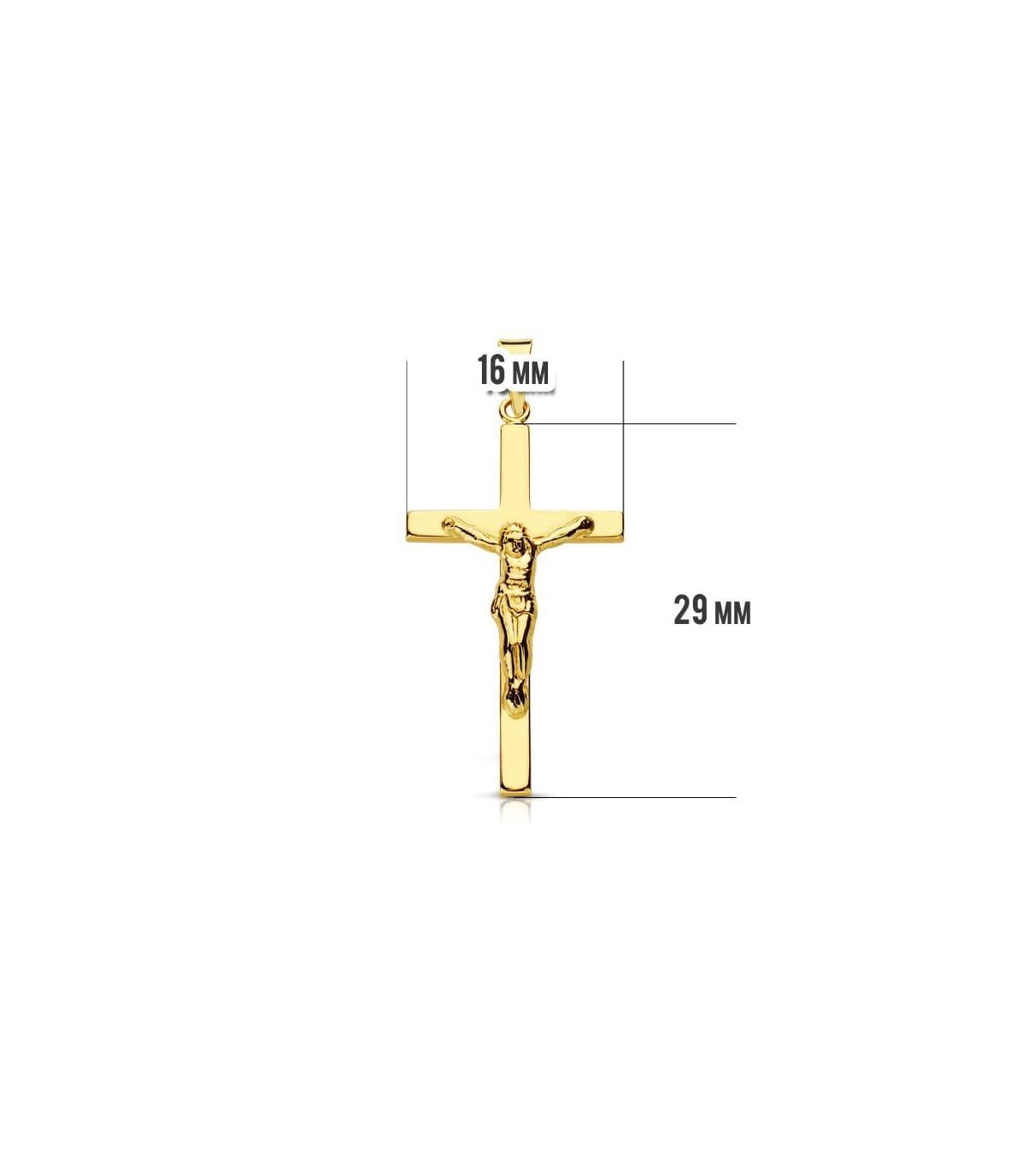 Croce con Cristo rettangolare e piatta oro giallo 18 kt 29 mm - Gioielli online