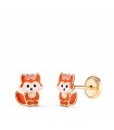 Boucles d'oreilles enfant Renard or 750 et laque