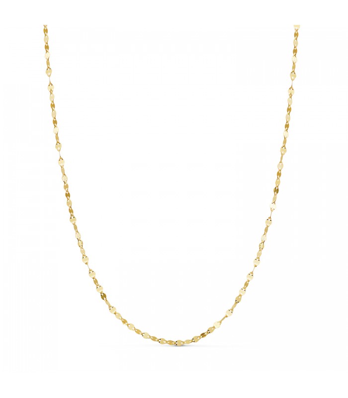 Collana catena da donna a maglia forzatina a specchietto, brillantata - 2 mm 45 cm Oro 18kt