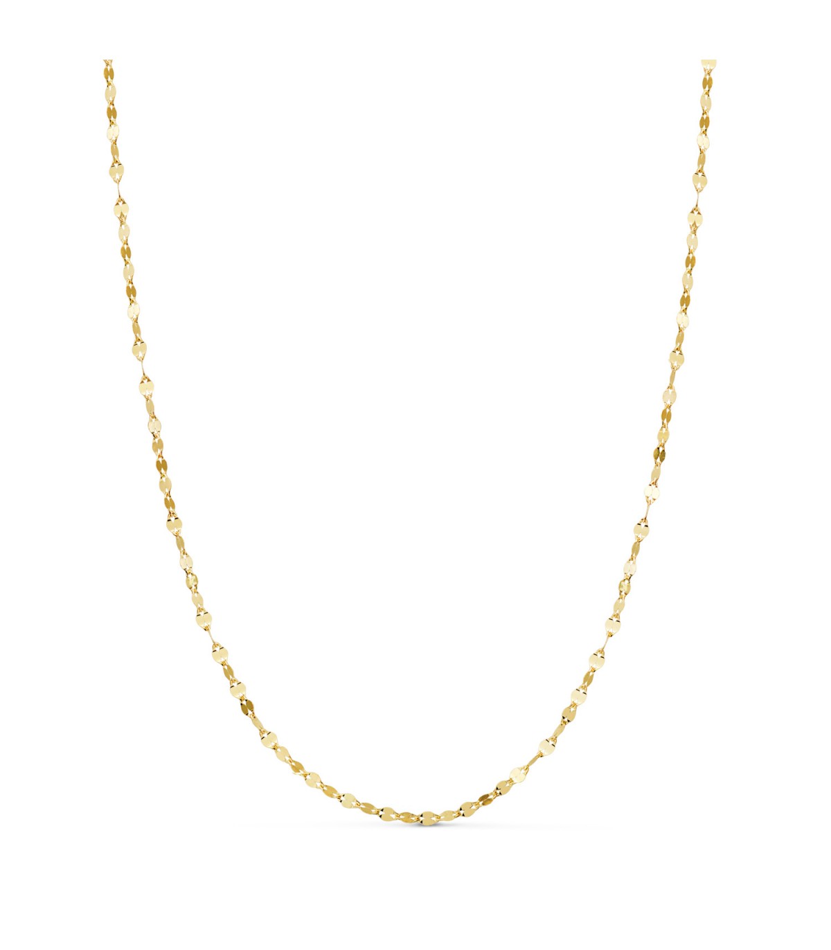 Chaîne femme en or jaune 18k  2 mm 45 cm - Maille diamantée, Alda bijoux.
