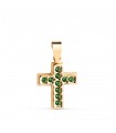 Anhänger Kreuz Gelbgold 18K & Zirkoniasteinen 22468-VE