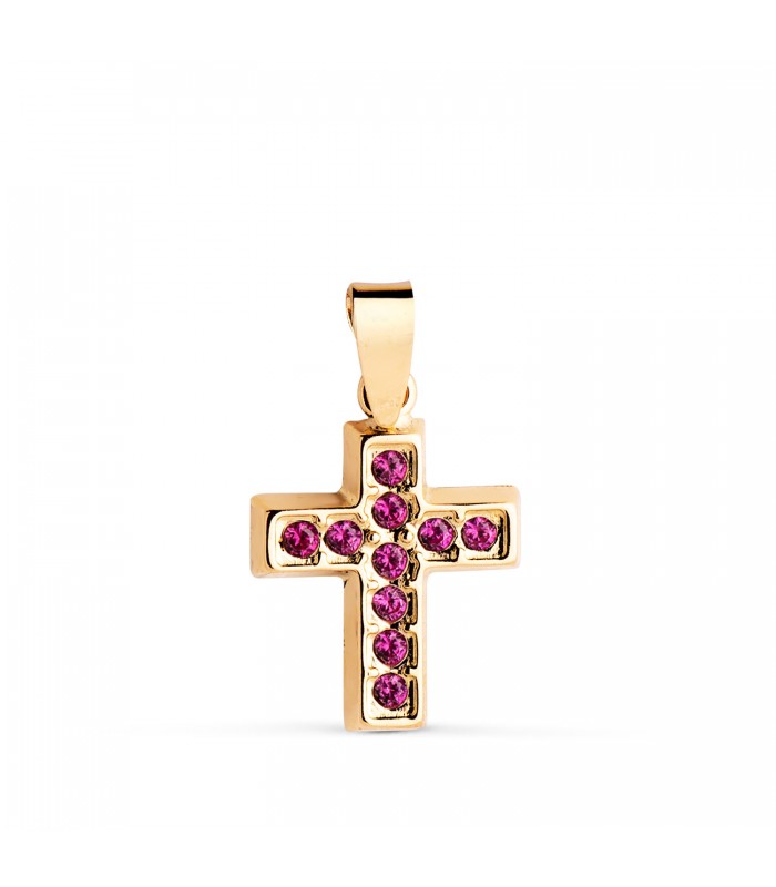 Anhänger Kreuz Gelbgold 18K & Zirkoniasteinen 22468-RO