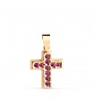 Ciondolo croce Oro 750 e pietre rosa