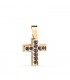 Croce con pietre blu Oro 18kt, ciondolo con zirconi colorati, ideale per donna o comunione.