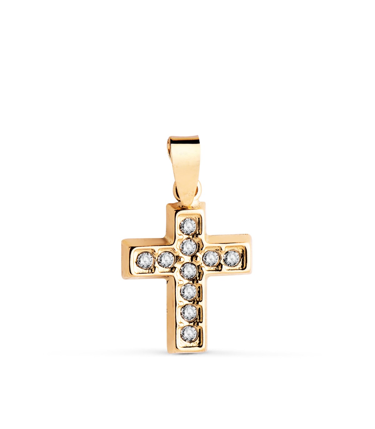 Damen Kreuz Gelbgold 18K & Zirkoniasteinen, Anhänger ca. 13,5 mm, 22468-OA