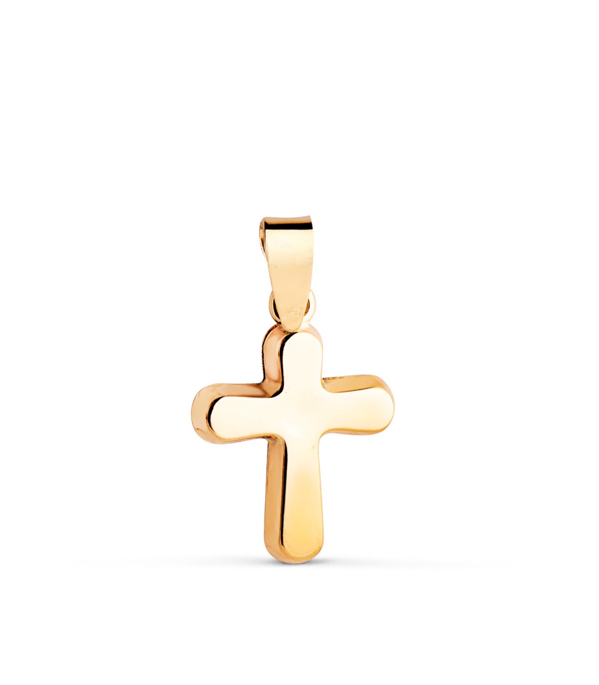 Pendentif Croix En Or Jaune 18 Carats Pegaso - Style Arrondi Avec 'C', Neuf, Fabriqué En Italie