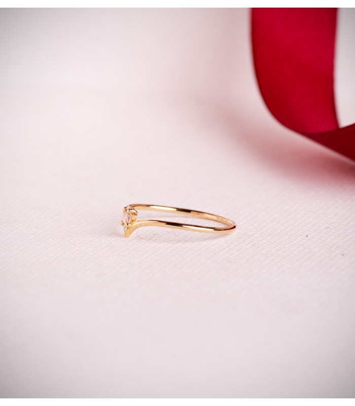Bague avec diamant Picco Or jaune 18 carats taille Marquise, bague pour femme style raffiné au fil.