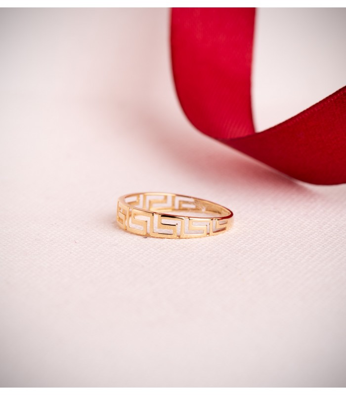 Bague or jaune 750 Grecque 4 mm - Bagues pour femmes, bague jonc et bandes.