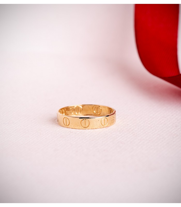 Anillo de oro 18 kilates 4 mm con Tornillos - Anillos para mujer de bandas, anillos gruesos y grandes.