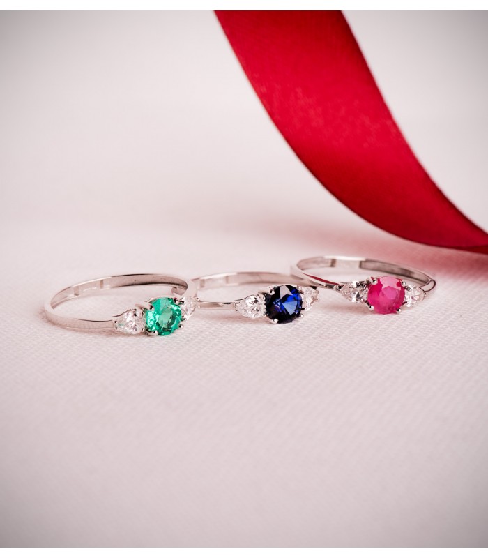 Anillo de esmeralda y diamantes Aura - Oro blanco 18 kilates, ideal regalo para mujer: Navidad, Compromiso Boda.